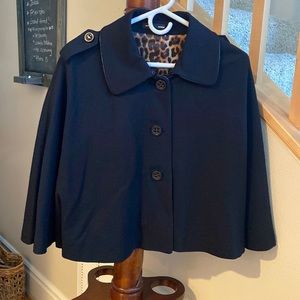 Express design studio short cape with sleeves and leopard lining